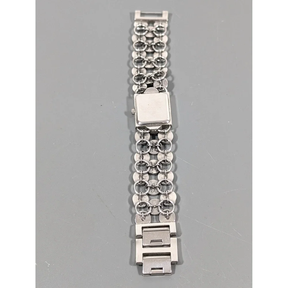 Fossil Black‎ Enamel Watch Womens Silver Tone Bracelet Working